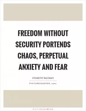 Freedom without security portends chaos, perpetual anxiety and fear Picture Quote #1
