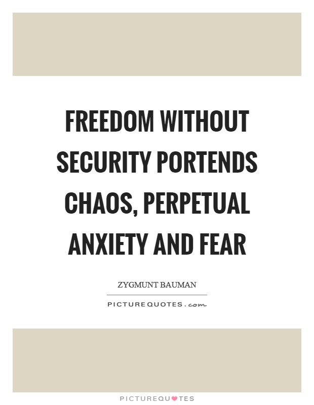 Freedom without security portends chaos, perpetual anxiety and fear Picture Quote #1