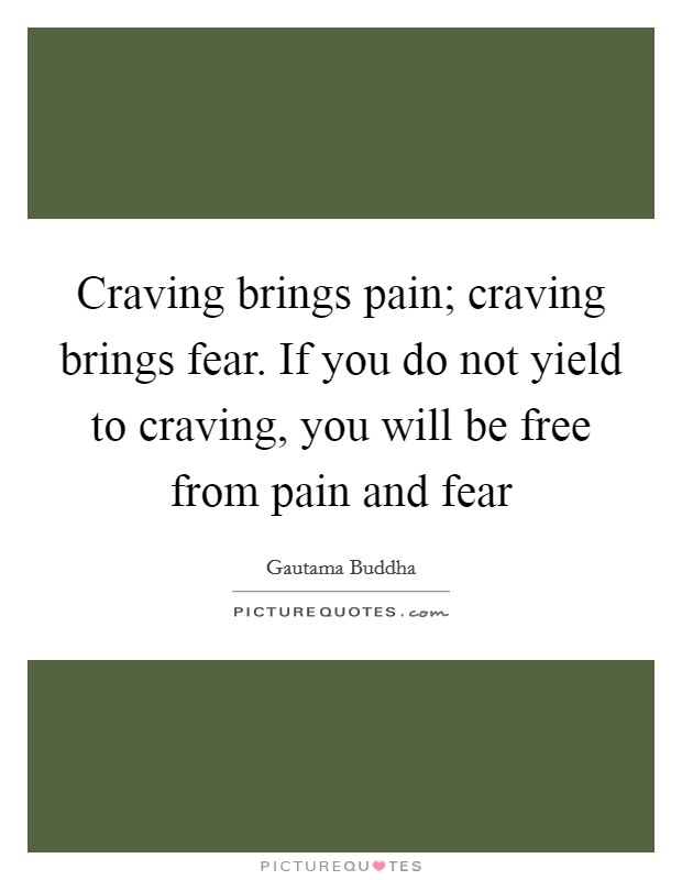 Craving brings pain; craving brings fear. If you do not yield to craving, you will be free from pain and fear Picture Quote #1