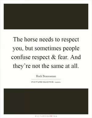 The horse needs to respect you, but sometimes people confuse respect and fear. And they’re not the same at all Picture Quote #1