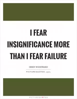 I fear insignificance more than I fear failure Picture Quote #1