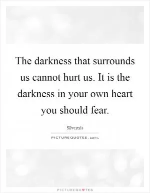 The darkness that surrounds us cannot hurt us. It is the darkness in your own heart you should fear Picture Quote #1
