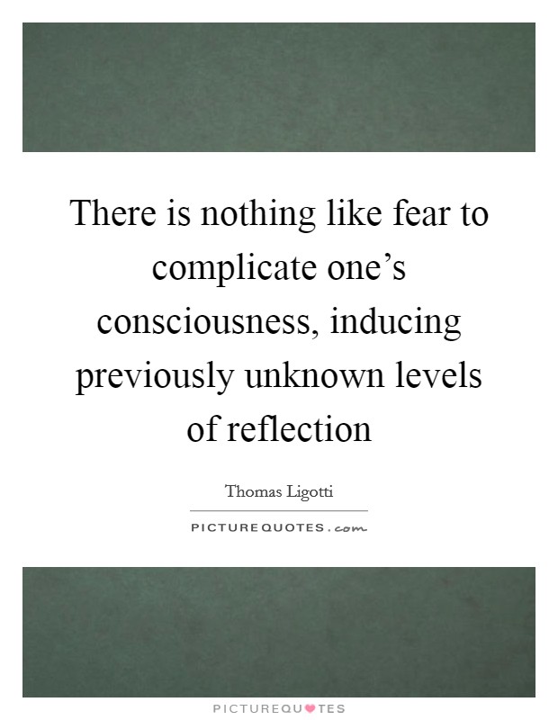 There is nothing like fear to complicate one's consciousness, inducing previously unknown levels of reflection Picture Quote #1