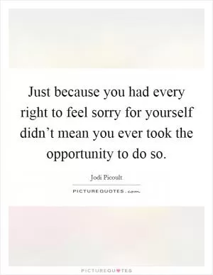 Just because you had every right to feel sorry for yourself didn’t mean you ever took the opportunity to do so Picture Quote #1