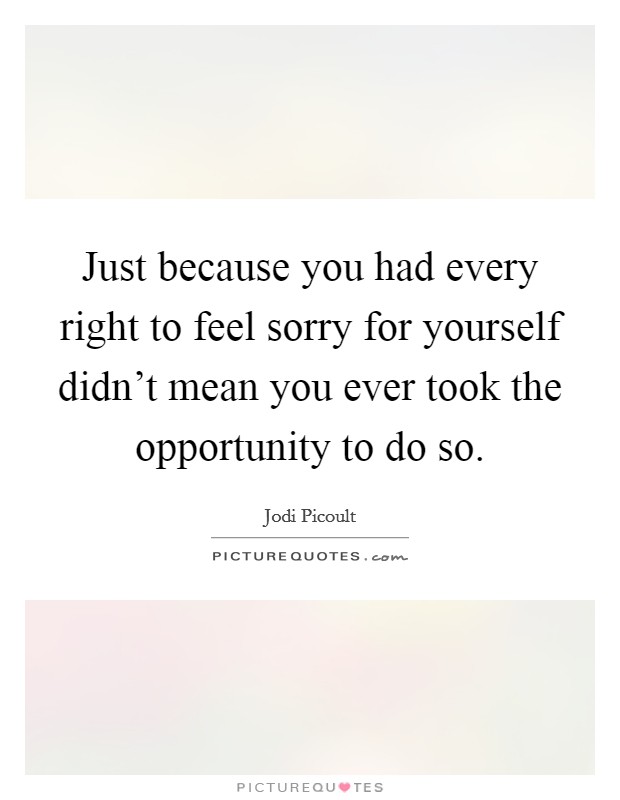 Just because you had every right to feel sorry for yourself didn't mean you ever took the opportunity to do so. Picture Quote #1