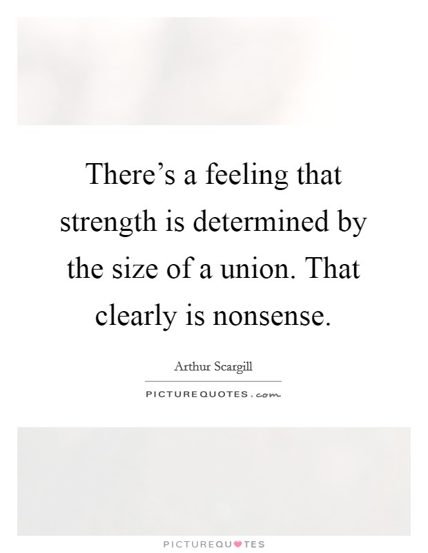 There's a feeling that strength is determined by the size of a union. That clearly is nonsense. Picture Quote #1