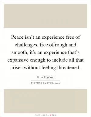 Peace isn’t an experience free of challenges, free of rough and smooth, it’s an experience that’s expansive enough to include all that arises without feeling threatened Picture Quote #1