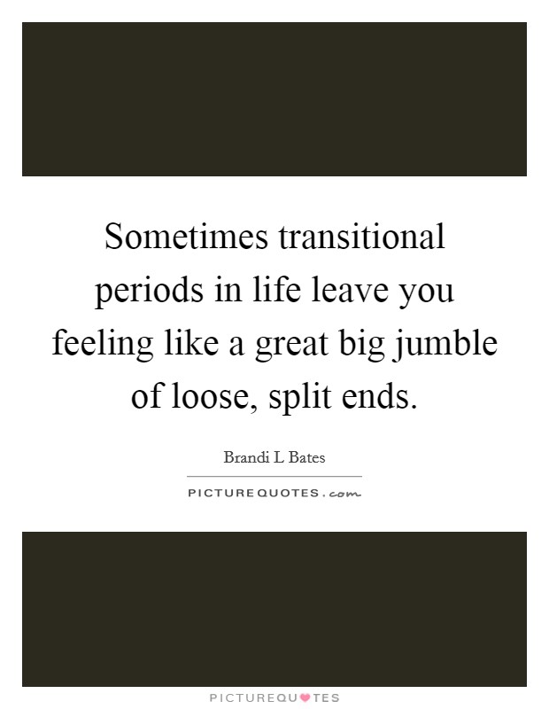 Sometimes transitional periods in life leave you feeling like a great big jumble of loose, split ends. Picture Quote #1