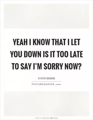 Yeah I know that I let you down Is it too late to say I’m sorry now? Picture Quote #1