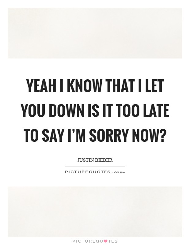 Yeah I know that I let you down Is it too late to say I'm sorry now? Picture Quote #1