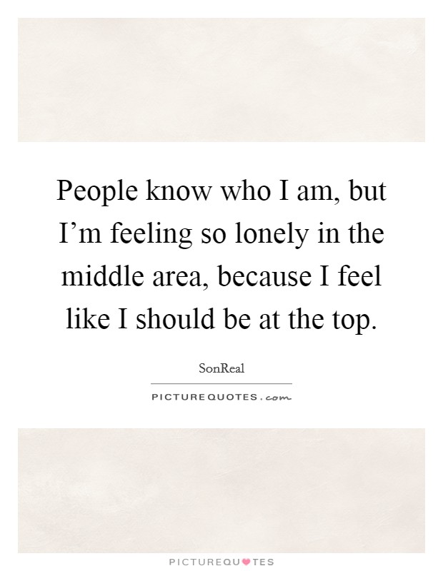 People know who I am, but I'm feeling so lonely in the middle area, because I feel like I should be at the top. Picture Quote #1
