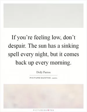 If you’re feeling low, don’t despair. The sun has a sinking spell every night, but it comes back up every morning Picture Quote #1