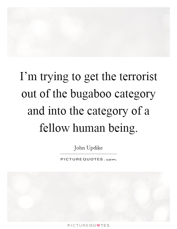 I'm trying to get the terrorist out of the bugaboo category and into the category of a fellow human being. Picture Quote #1