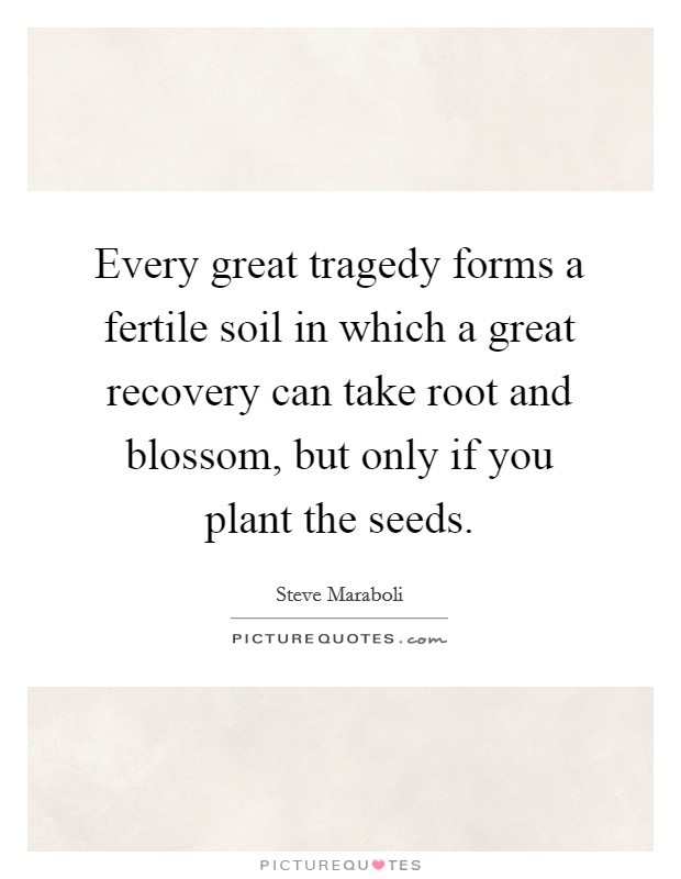 Every great tragedy forms a fertile soil in which a great recovery can take root and blossom, but only if you plant the seeds. Picture Quote #1