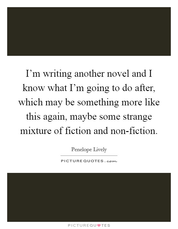 I'm writing another novel and I know what I'm going to do after, which may be something more like this again, maybe some strange mixture of fiction and non-fiction. Picture Quote #1