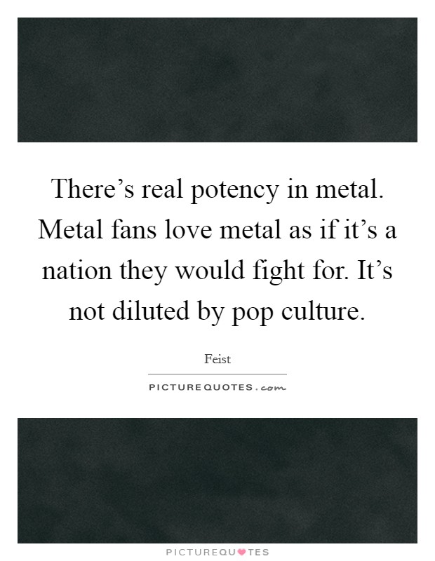 There's real potency in metal. Metal fans love metal as if it's a nation they would fight for. It's not diluted by pop culture. Picture Quote #1