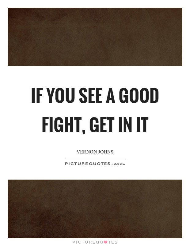 If you see a good fight, get in it Picture Quote #1
