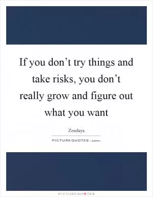 If you don’t try things and take risks, you don’t really grow and figure out what you want Picture Quote #1