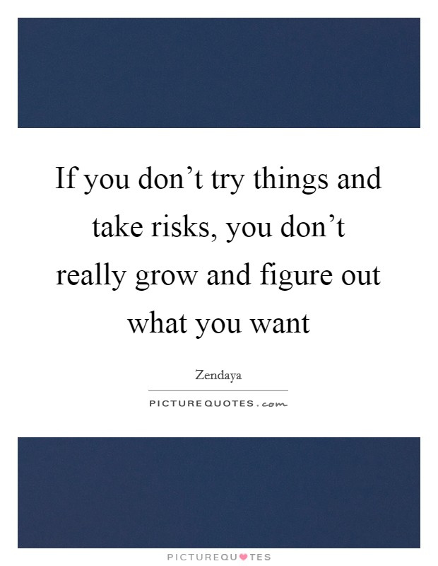 If you don't try things and take risks, you don't really grow and figure out what you want Picture Quote #1
