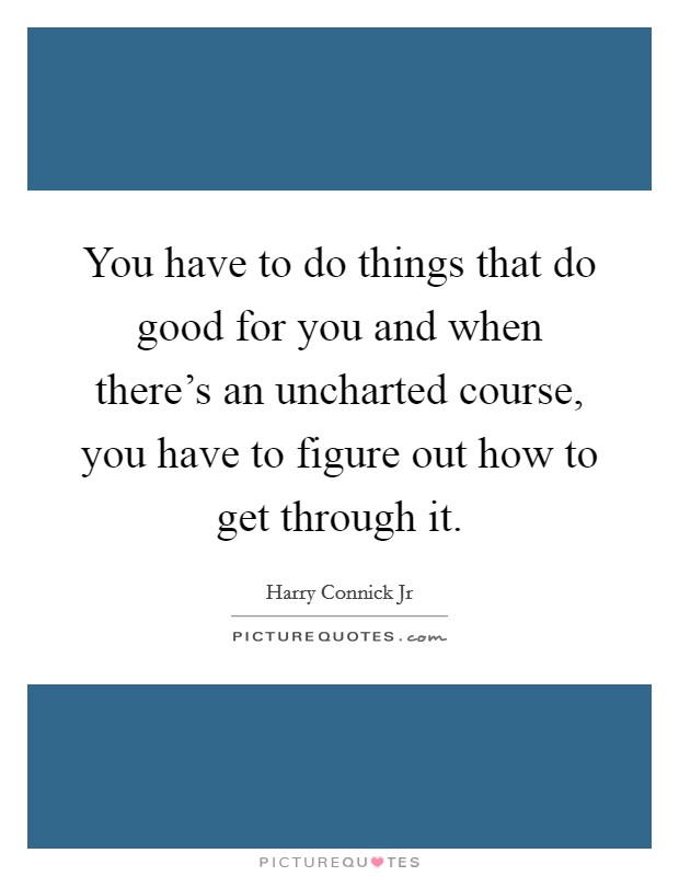 You have to do things that do good for you and when there's an uncharted course, you have to figure out how to get through it. Picture Quote #1