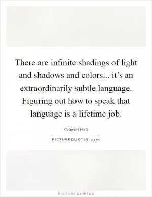 There are infinite shadings of light and shadows and colors... it’s an extraordinarily subtle language. Figuring out how to speak that language is a lifetime job Picture Quote #1