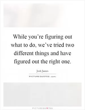 While you’re figuring out what to do, we’ve tried two different things and have figured out the right one Picture Quote #1