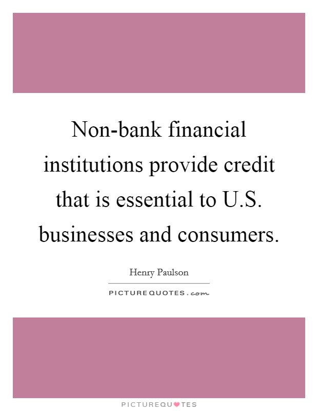 Non-bank financial institutions provide credit that is essential to U.S. businesses and consumers. Picture Quote #1