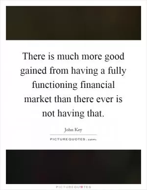 There is much more good gained from having a fully functioning financial market than there ever is not having that Picture Quote #1