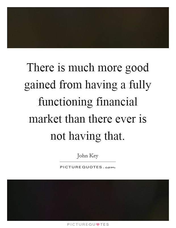 There is much more good gained from having a fully functioning financial market than there ever is not having that. Picture Quote #1