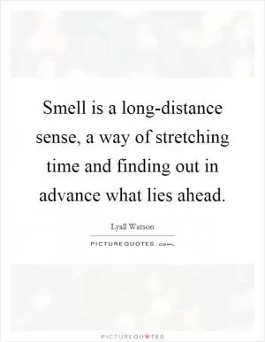 Smell is a long-distance sense, a way of stretching time and finding out in advance what lies ahead Picture Quote #1