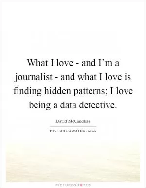 What I love - and I’m a journalist - and what I love is finding hidden patterns; I love being a data detective Picture Quote #1