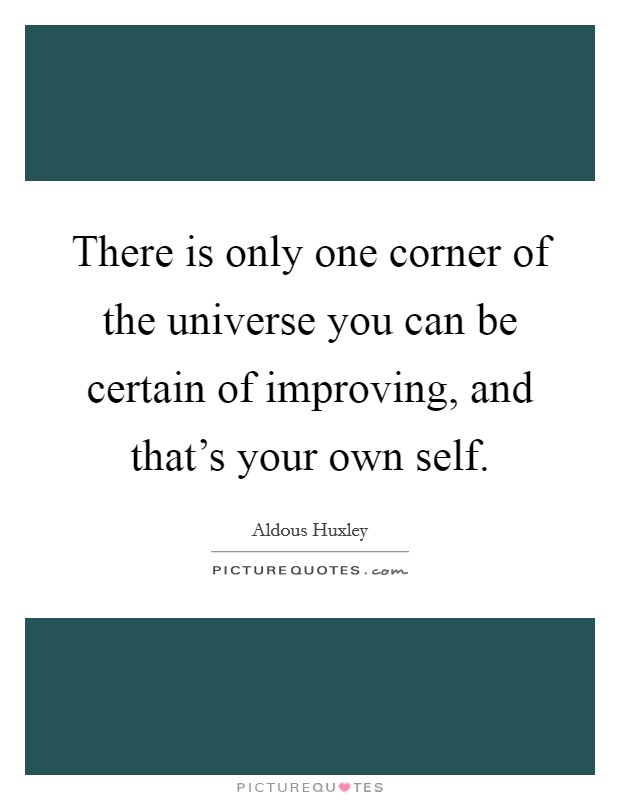 There is only one corner of the universe you can be certain of improving, and that's your own self. Picture Quote #1