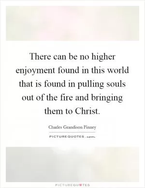 There can be no higher enjoyment found in this world that is found in pulling souls out of the fire and bringing them to Christ Picture Quote #1