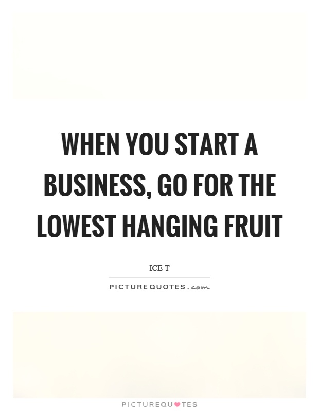 When you start a business, go for the lowest hanging fruit Picture Quote #1