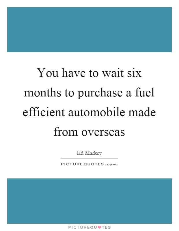 You have to wait six months to purchase a fuel efficient automobile made from overseas Picture Quote #1