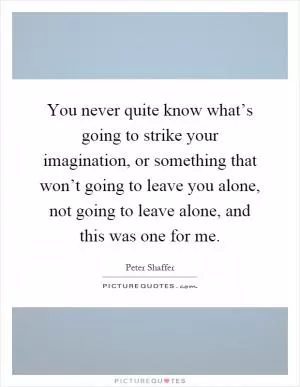 You never quite know what’s going to strike your imagination, or something that won’t going to leave you alone, not going to leave alone, and this was one for me Picture Quote #1