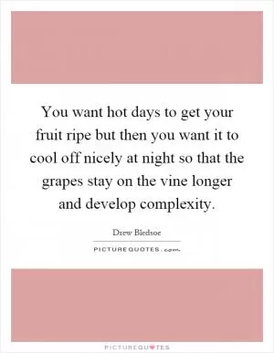 You want hot days to get your fruit ripe but then you want it to cool off nicely at night so that the grapes stay on the vine longer and develop complexity Picture Quote #1
