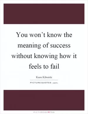 You won’t know the meaning of success without knowing how it feels to fail Picture Quote #1