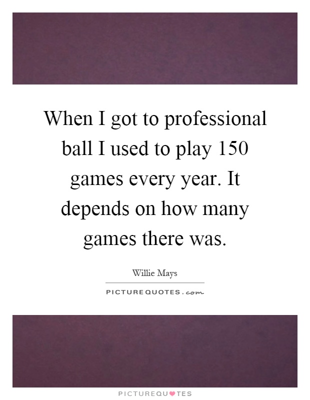 When I got to professional ball I used to play 150 games every year. It depends on how many games there was Picture Quote #1