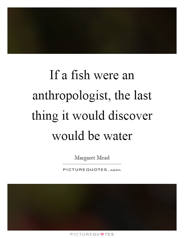 If a fish were an anthropologist, the last thing it would discover would be water Picture Quote #1