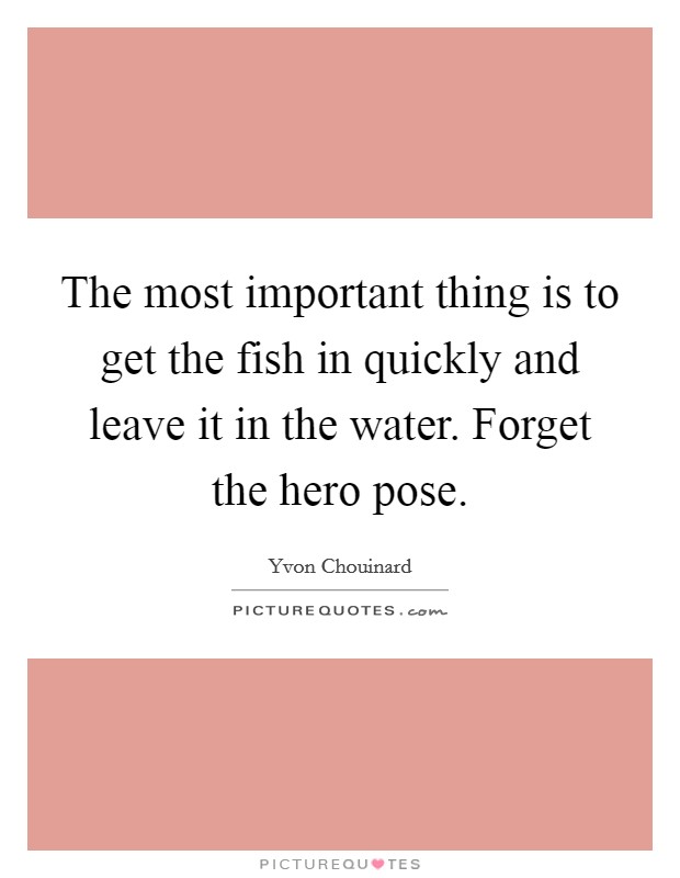 The most important thing is to get the fish in quickly and leave it in the water. Forget the hero pose. Picture Quote #1