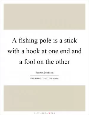 A fishing pole is a stick with a hook at one end and a fool on the other Picture Quote #1