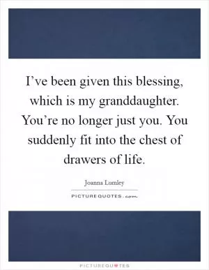 I’ve been given this blessing, which is my granddaughter. You’re no longer just you. You suddenly fit into the chest of drawers of life Picture Quote #1