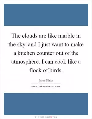 The clouds are like marble in the sky, and I just want to make a kitchen counter out of the atmosphere. I can cook like a flock of birds Picture Quote #1