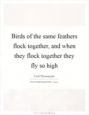 Birds of the same feathers flock together, and when they flock together they fly so high Picture Quote #1
