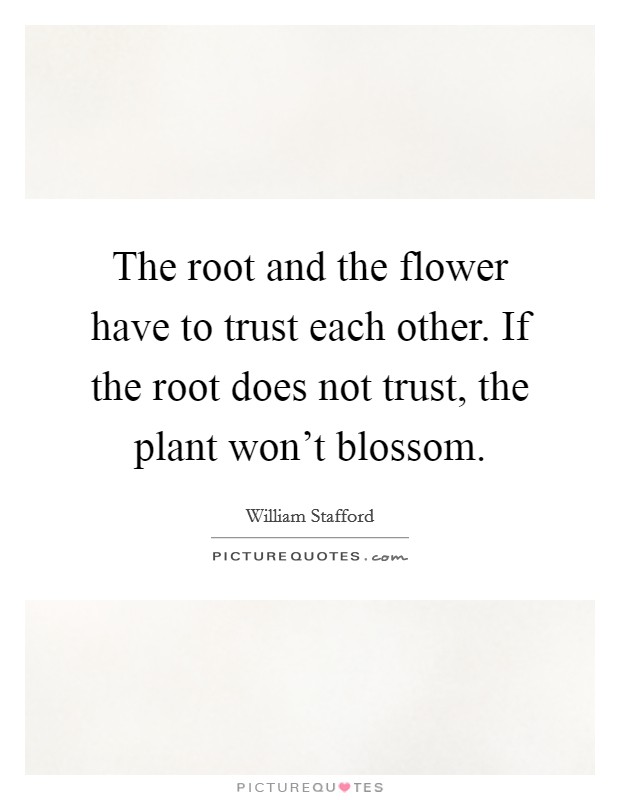 The root and the flower have to trust each other. If the root does not trust, the plant won't blossom. Picture Quote #1