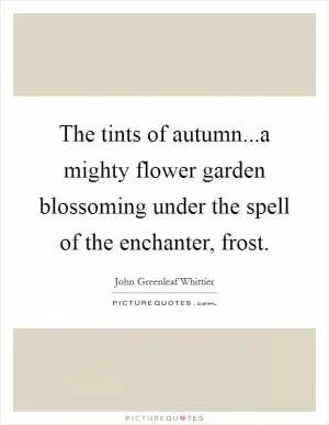 The tints of autumn...a mighty flower garden blossoming under the spell of the enchanter, frost Picture Quote #1