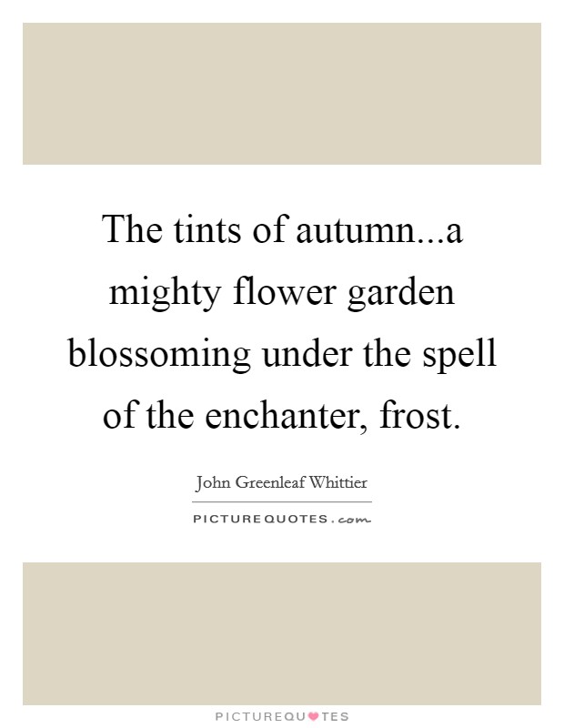 The tints of autumn...a mighty flower garden blossoming under the spell of the enchanter, frost. Picture Quote #1