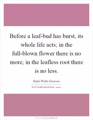 Before a leaf-bud has burst, its whole life acts; in the full-blown flower there is no more; in the leafless root there is no less Picture Quote #1