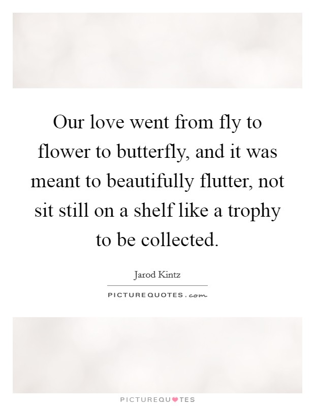 Our love went from fly to flower to butterfly, and it was meant to beautifully flutter, not sit still on a shelf like a trophy to be collected. Picture Quote #1